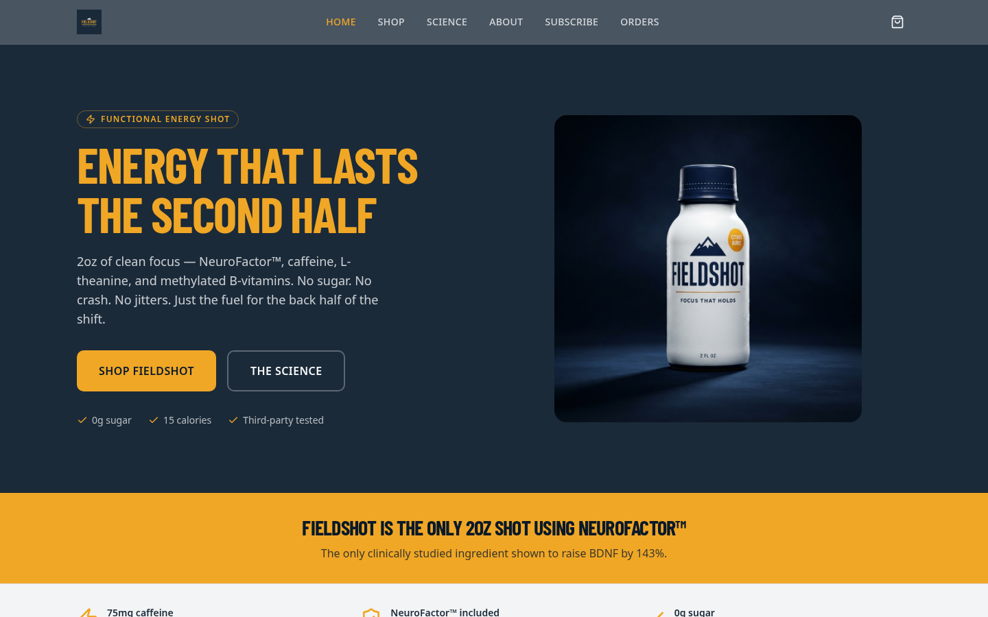 FieldShot website homepage